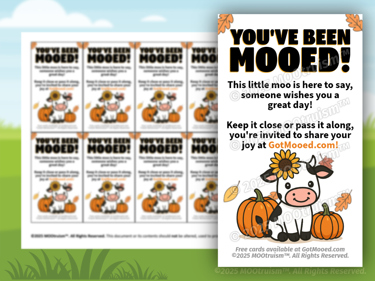 Digital You've Been Mooed Autumn Mooing Card Sheet