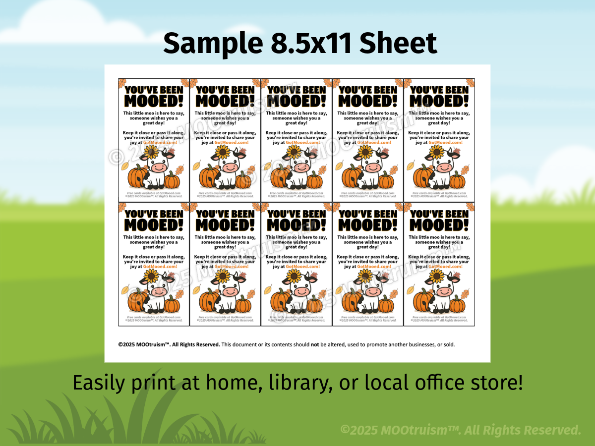 Digital You've Been Mooed Autumn Mooing Card Sheet