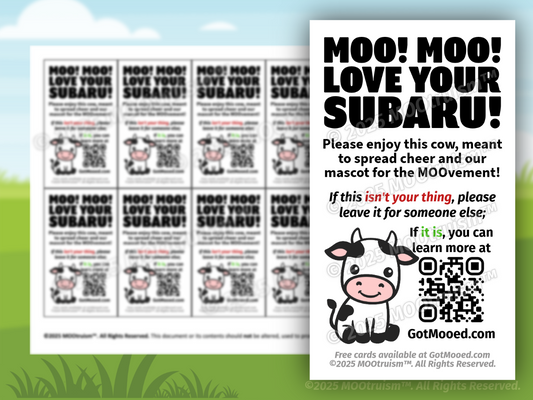 Digital Love Your Subaru Mooing Card Sheet
