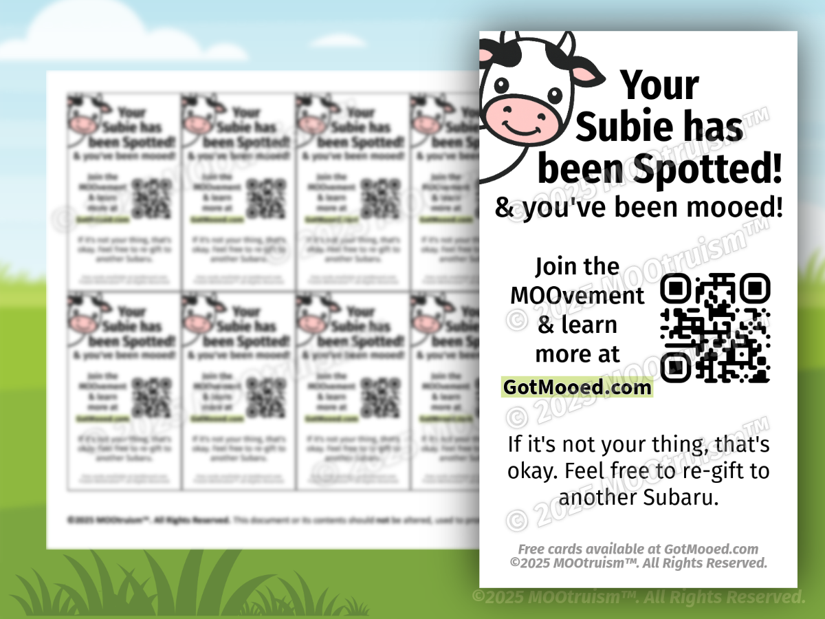 Digital You've Been Spotted! Mooing Card Sheet